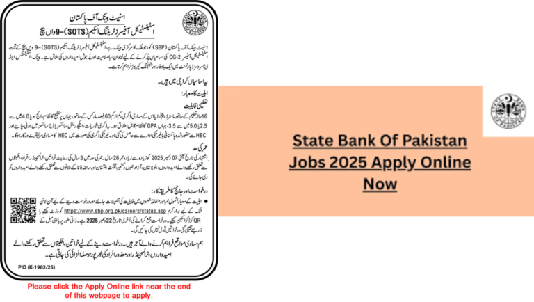 State Bank of Pakistan SOTS 9th Batch Jobs 2025