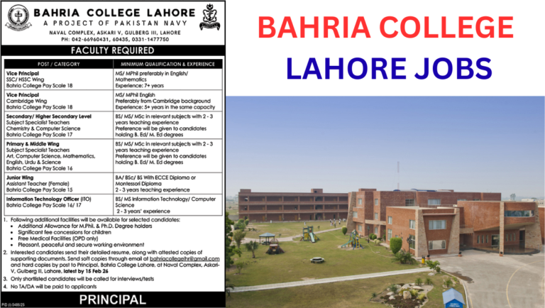 Bahria College Lahore Jobs 2026